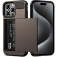 thumbnail image 1 of for iPhone 15 Pro Case with Card Holder, Dual Layer Shockproof Wallet Phone Case, Hidden Card Slot Sliding Protective Hard Shell Back Cover Slim Case for iPhone 15 Pro, 6.1'' Gun Metal, 1 of 14