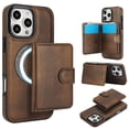 thumbnail image 1 of for iPhone 15 Pro Case, Compatible with MagSafe, Detachable Magnetic Wallet Case with PU Leather Kickstand Card Slots Shockproof Protection 2 In 1 Function Case for iPhone 15 Pro, Brown, 1 of 8