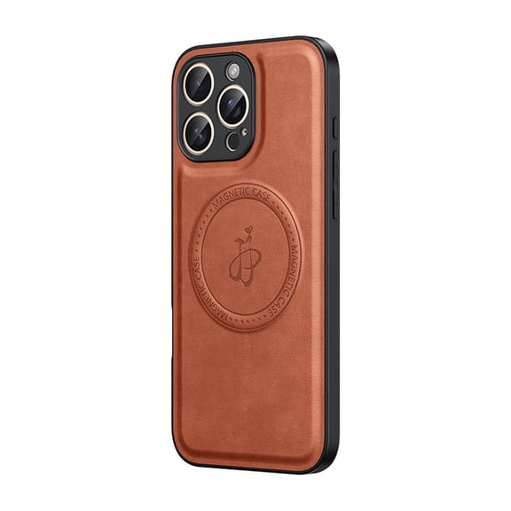 for iPhone 15 Pro Case Compatible with MagSafe, Magnetic Premium PU Leather Case, Ultra Slim Cover Shockproof Protective Wireless Charging Phone Case Designed for iPhone 15 Pro, Brown