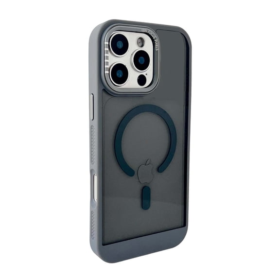 For iPhone 15 Pro Case Compatible with MagSafe, Matte Frosted Translucent Hard Back Shockproof Protective Cover, Rugged Military Grade Slim Fit Anti-Fingerprint Bumper Case, Gray