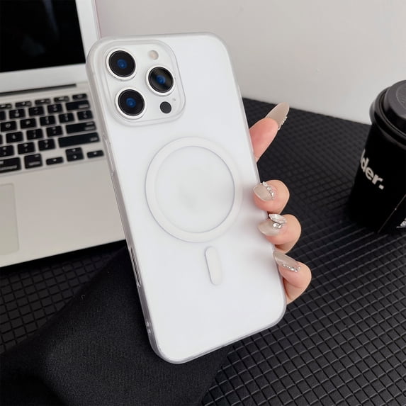 for iPhone 15 Pro Case, Compatible with MagSafe, Military Grade Drop Protection, Not Yellowing, Ultra Slim Translucent Matte Anti-Fingerprint Shockproof Frosted Lightweight Phone Cover, White