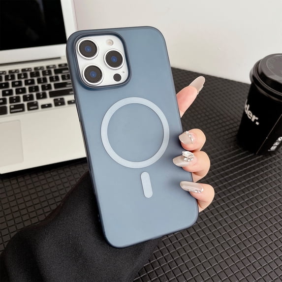 for iPhone 15 Pro Case, Compatible with MagSafe, Military Grade Drop Protection, Not Yellowing, Ultra Slim Translucent Matte Anti-Fingerprint Shockproof Frosted Lightweight Phone Cover, Darkblue