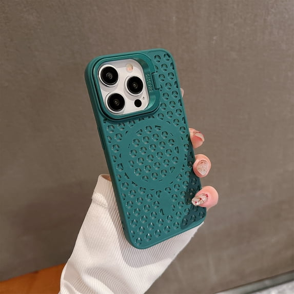 For iPhone 15 Pro Case Compatible with Magsafe, Heat Dissipation Shockproof Camera Lens Kickstand Anti-Slip Bumper Rugged Stylish Magnetic Phone Case for Apple iPhone 15 Pro, Green