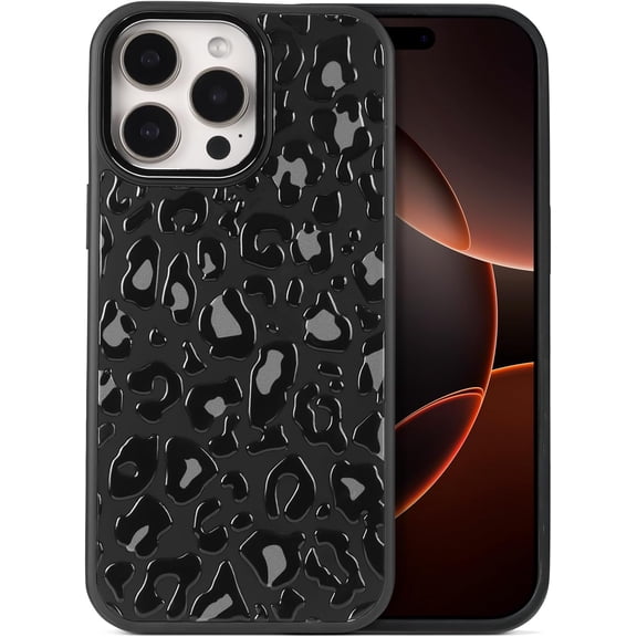 for iPhone 15 Pro Case, Compatible with Magsafe, Military-Grade Protection, All-Around Shockproof Corners, Cheetah Print Leopard Case for iPhone 15 Pro - Black