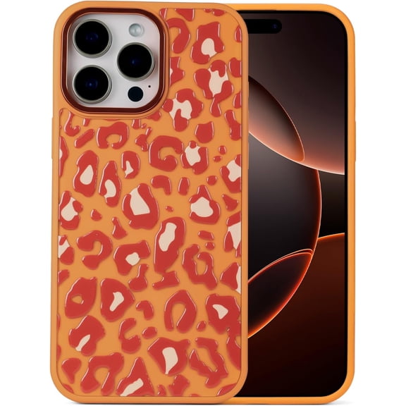 for iPhone 15 Pro Case, Compatible with Magsafe, Military-Grade Protection, All-Around Shockproof Corners, Cheetah Print Leopard Case for iPhone 15 Pro - Orange