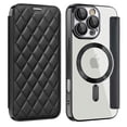 thumbnail image 1 of for iPhone 15 Pro Case Compatible with Magsafe, Slim Fit Flip Protective PU Leather Wallet Case with RFID Blocking Card Slot Build-in Len Protector for iPhone 15 Pro, Black, 1 of 8