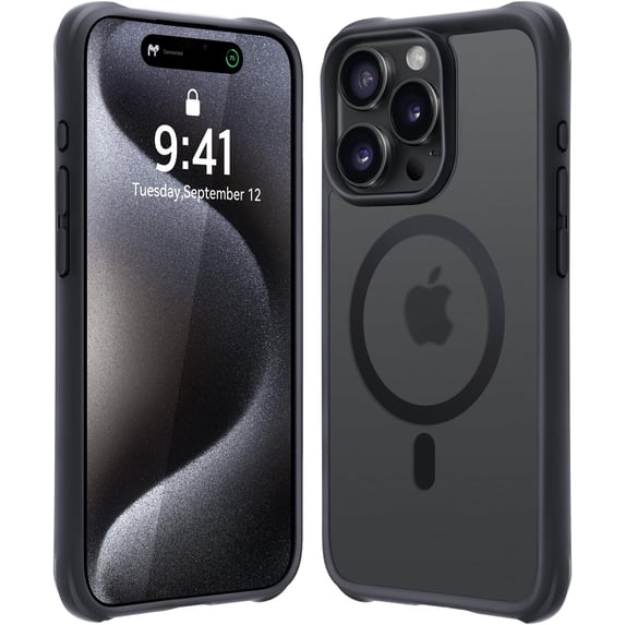 for iPhone 15 Pro Case, Compatible with Magsafe, Yellowing Resistant, -Grade Drop Protection, Shockproof Phone Case for Apple iPhone 15 Pro 2023 Black