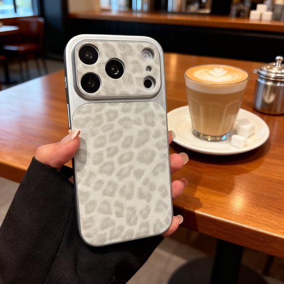 for iPhone 15 Pro Case, Cute Luxury Leopard Print Pattern Design Case for Women Men Girls, Fashionable Chic Shockproof Anti-Scratch Protection Phone Case Cover for iPhone 15 Pro, White