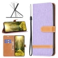 thumbnail image 1 of For iPhone 15 Pro Case,Decase Wallet Card Slots Holder Phone Cover,Premium Cloth Fabric Hybrid PU Leather Full Body Protective Shockproof Shell,for Apple iPhone 15 Pro - Purple, 1 of 5