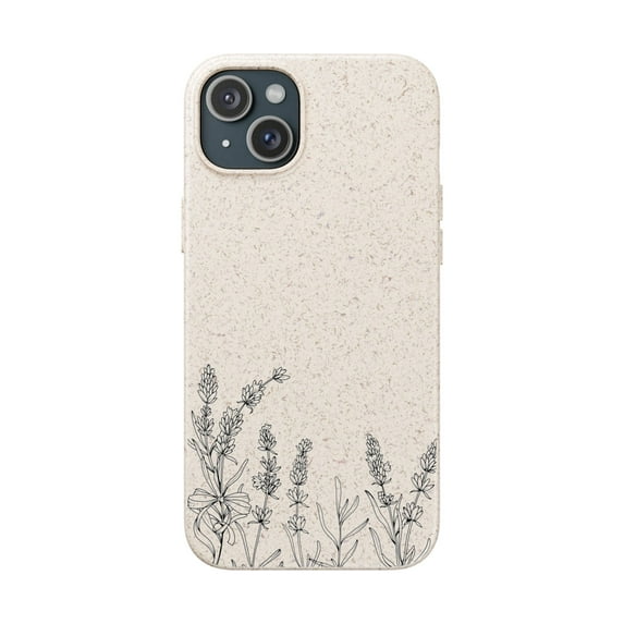iPhone 15 Pro Case Eco-Friendly Minimalist Lavender Floral Biodegradable Phone Cover