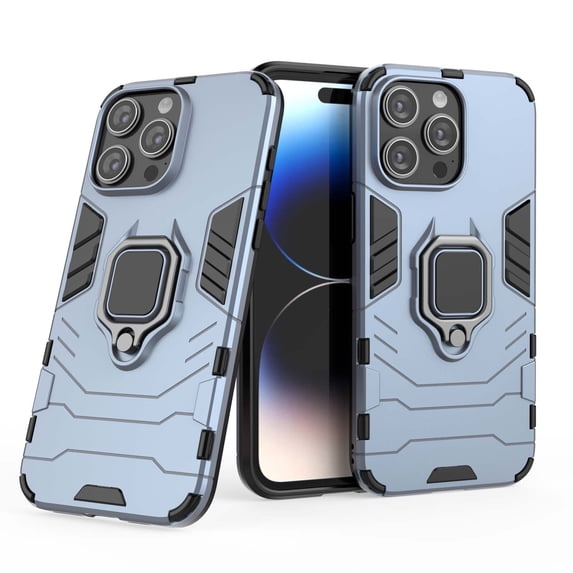 for iPhone 15 Pro Case Heavy Duty Sturdy Shockproof Rugged Hard PC+Soft TPU Bumper Anti-Scratch Military-Grade Drop Protection,Built-in Invisible Kickstand Matte Phone Case,Blue