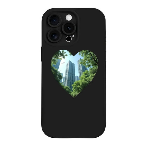 iPhone 15 Pro Case - Lightweight Yellowing Resistant with Heart - Shaped Cutout Design Showcasing Urban & Nature Blend - Perfect for Style & Protection