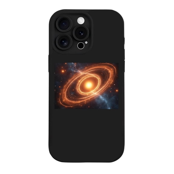 iPhone 15 Pro Case - Lightweight Yellowing Resistant with Artistic Galaxy Design Bright Orange & Yellow Rings Cosmic Background
