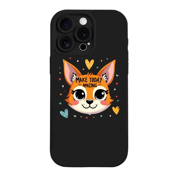 iPhone 15 Pro Case - Lightweight Yellowing Resistant with Cartoon Fox Design & Colorful Hearts - Make Today Amazing