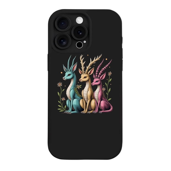 iPhone 15 Pro Case - Lightweight Yellowing Resistant with Colorful Fantastical Creatures Design - Whimsical Antlered Friends Pattern