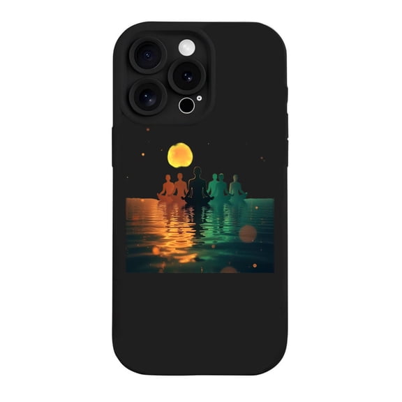 iPhone 15 Pro Case - Lightweight Yellowing Resistant with Dreamlike Moonlit Pattern Design Reflective Surface & Tranquil Hues
