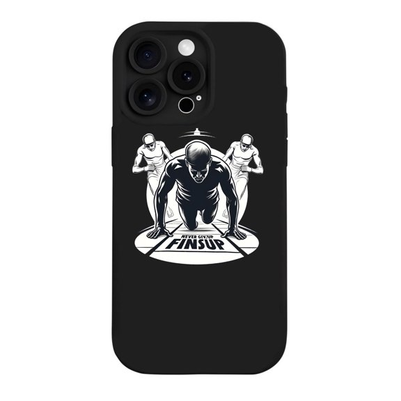 iPhone 15 Pro Case - Lightweight Yellowing Resistant with Dynamic Muscular Sprinting Man Design Energetic Track Background