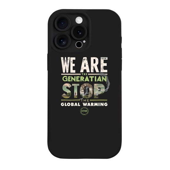 iPhone 15 Pro Case - Lightweight Yellowing Resistant with Eco - Friendly Design Featuring " STOP GLOBAL WARMING " and Burning Tree Graphic