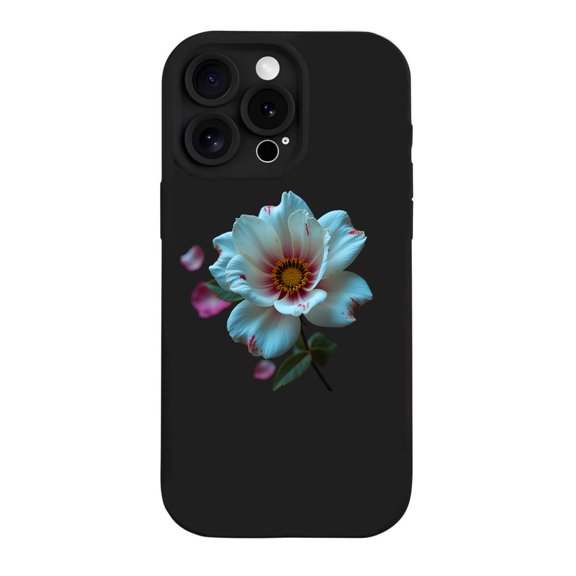 iPhone 15 Pro Case - Lightweight Yellowing Resistant with Elegant White Flower Design Pink Petals & Red Accents Perfect Fit for iPhone 15 Pro