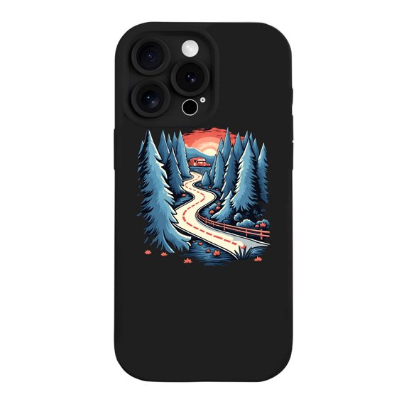 iPhone 15 Pro Case - Lightweight Yellowing Resistant with Elegant Winding Road & Forest Pattern Design Perfect for Adventure Lovers