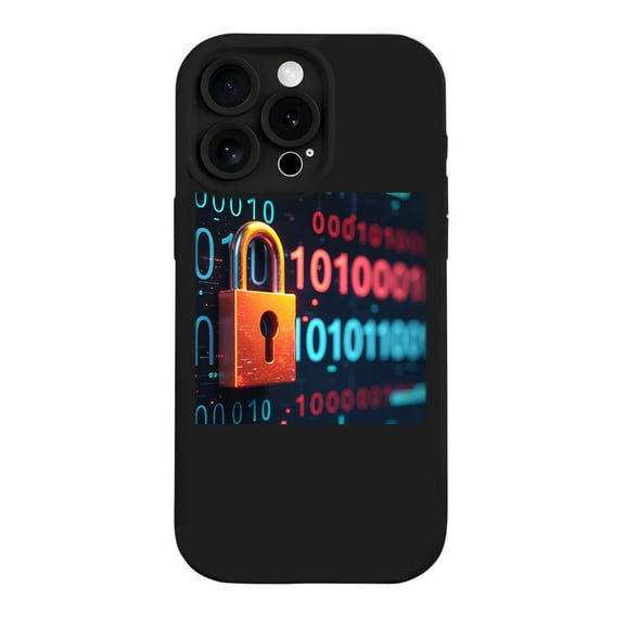 iPhone 15 Pro Case - Lightweight Yellowing Resistant with Futuristic Lock & Glowing Binary Code Design