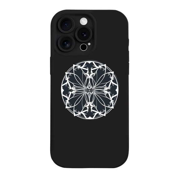 iPhone 15 Pro Case - Lightweight Yellowing Resistant with Intricate White Mandala Design Floral & Geometric Patterns Perfect Fit for iPhone 15 Pro