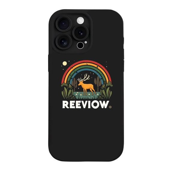 iPhone 15 Pro Case - Lightweight Yellowing Resistant with Majestic Elk & Rainbow Design Nighttime Forest Aesthetic