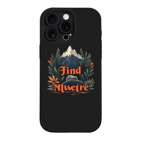 iPhone 15 Pro Case - Lightweight Yellowing Resistant with Nature-Inspired Mountain & Floral Design " Find Museére " Text Perfect for Adventurers