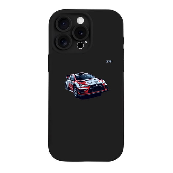 iPhone 15 Pro Case - Lightweight Yellowing Resistant with Rally Car Design Red & White Colors Number 378 Sleek Racing Style