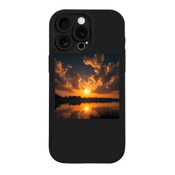 iPhone 15 Pro Case - Lightweight Yellowing Resistant with Serene Sunset Pattern Design Vibrant Orange & Yellow Sky Perfect Fit for iPhone 15 Pro