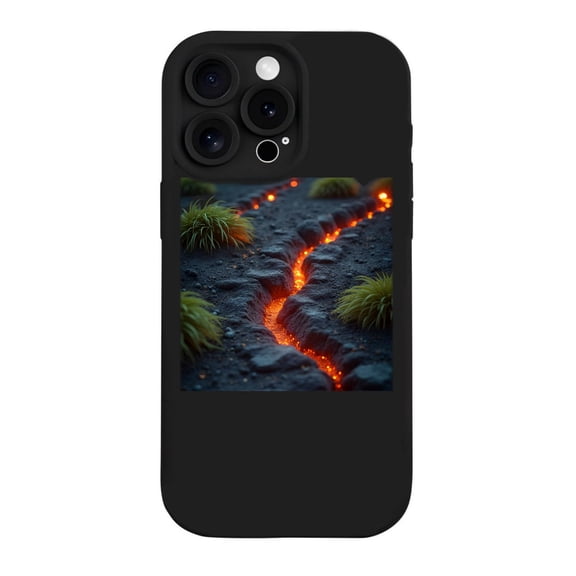 iPhone 15 Pro Case - Lightweight Yellowing Resistant with Surreal Pattern Design Dark Terrain & Green Grass Accents Perfect for Adventure Seekers