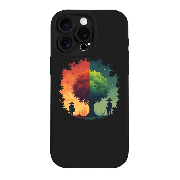 iPhone 15 Pro Case - Lightweight Yellowing Resistant with Unique Split Design: Warm Orange & Cool Green Hues Perfect Balance of Style & Protection