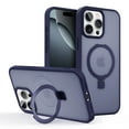 thumbnail image 1 of for iPhone 15 Pro Case with Magnetic Ring Stand, [Compatible Mag-Safe] [Military Grade Protection] Luxury Translucent Matte Anti-Scrach for iPhone 15 Pro Phone Case for Women Men, Darkblue, 1 of 8