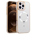 thumbnail image 1 of for iPhone 15 Pro Case Magnetic Ultra Slim Plating Design, TPU + PC Hybrid Shockproof Anti-Scratch Back Cover, Lightweight Drop Protective Phone Case Cover for iPhone 15 Pro, White, 1 of 7