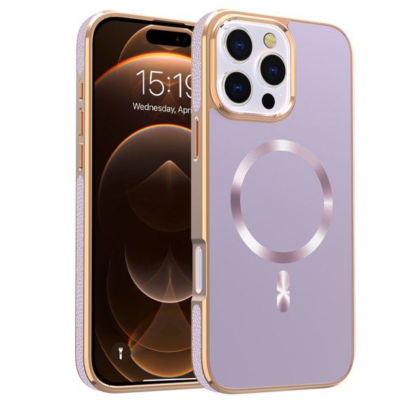 for iPhone 15 Pro Case Magnetic Ultra Slim Plating Design, TPU + PC Hybrid Shockproof Anti-Scratch Back Cover, Lightweight Drop Protective Phone Case Cover for iPhone 15 Pro, Purple