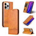 thumbnail image 1 of For iPhone 15 Pro Case Premium PU Leather Simple Wallet Case TPU Bumper Card Slots Kickstand Magnetic Closure Shockproof Flip Cover,light brown,For iPhone 15 Pro, 1 of 7