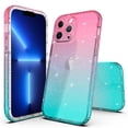 thumbnail image 1 of iPhone 15 Pro Case, Rosebono Hybrid Glitter Sparkle Transparent Colorful Gradient Skin Cover Case For iPhone 15 Pro (Blue/Pink), 1 of 4