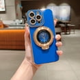 thumbnail image 1 of for iPhone 15 Pro Case with Rotatable Ring Holder Stand, Luxury Plating Thin Camera Lens Protector Hybrid Shockproof Scratch-Resistant Protective Mobile Phone Case for iPhone 15 Pro, Blue, 1 of 11