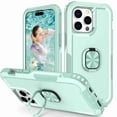 thumbnail image 1 of for iPhone 15 Pro Case, Rugged Shockproof Heavy Duty Soft TPU Rubber Bumper Hard PC Back Hybrid Protective Case [with Ring Stand] for iPhone 15 Pro (Without Screen Protector) - Green, 1 of 10