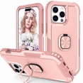 thumbnail image 1 of for iPhone 15 Pro Case, Rugged Shockproof Heavy Duty Soft TPU Rubber Bumper Hard PC Back Hybrid Protective Case [with Ring Stand] for iPhone 15 Pro (Without Screen Protector) - Rosegold, 1 of 10