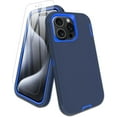 thumbnail image 1 of for iPhone 15 Pro Case, with Screen Protector, Port Protection, Full-Body Non-Slip Silicone Rubber Covered, Military Grade Drop-Proof Shockproof Cover Phone Case, Blue/Navy, 1 of 14