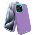 thumbnail image 1 of for iPhone 15 Pro Case, with Screen Protector, Port Protection, Full-Body Non-Slip Silicone Rubber Covered, Military Grade Drop-Proof Shockproof Cover Phone Case, Mint/Purple, 1 of 14