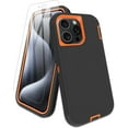 thumbnail image 1 of for iPhone 15 Pro Case, with Screen Protector, Port Protection, Full-Body Non-Slip Silicone Rubber Covered, Military Grade Drop-Proof Shockproof Cover Phone Case, Orange/Black, 1 of 14