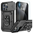 thumbnail image 1 of for iPhone 15 Pro Case with Screen Protector - Slide Camera Cover Protective Phone Case with Ring Stand, Heavy Duty Shockproof Rugged Bumper for iPhone 15 Pro Accessories Black, 1 of 8