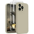 thumbnail image 1 of for iPhone 15 Pro Case, Silicone Upgraded [Camera Protection] Phone Case with [2 Screen Protectors], Soft Anti-Scratch Microfiber Lining Inside, 6.1 inch, Khaki, 1 of 11