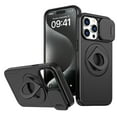 thumbnail image 1 of for iPhone 15 Pro Case with Sliding Camera Cover, Compatible with MagSafe Built-in 360° Rotatable Invisible Kickstand Military Grade Shockproof Protective Magnetic Phone Case, Black, 1 of 6