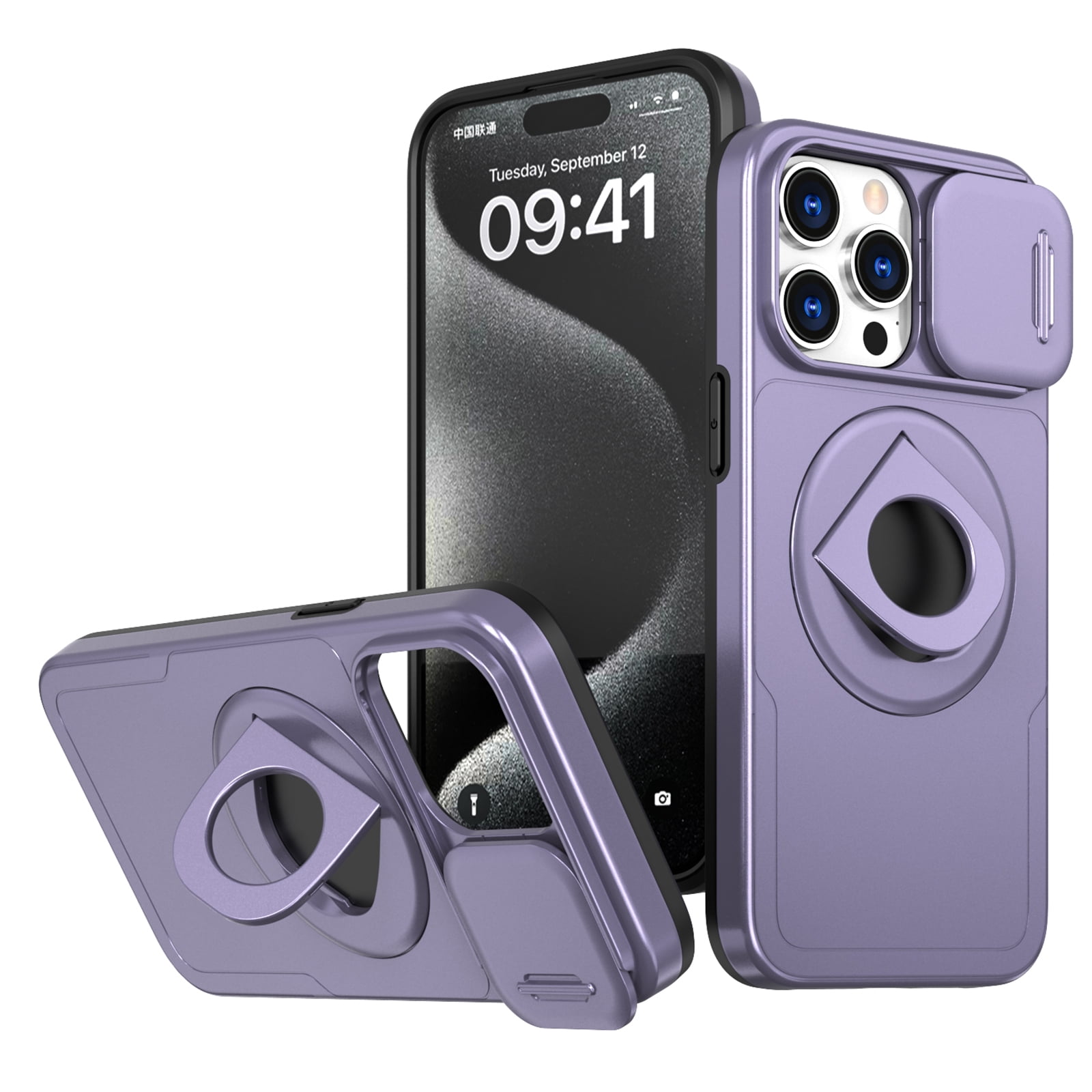 for iPhone 15 Pro Case with Sliding Camera Cover, Compatible with