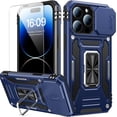 thumbnail image 1 of for iPhone 15 Pro Case with Sliding Camera Cover + Screen Protector - Metal Magnetic Kickstand - Military-Grade Shockproof Matte Protective Phone Cover 6.1" for Men Women Girls - Navy Blue, 1 of 13