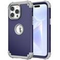 thumbnail image 1 of for iPhone 15 Pro Case, Slim Dual Layer 3 in 1 Heavy Duty Protection Hybrid Hard PC Soft Silicone Rugged Bumper Anti Slip Full-Body Protective Cases for iPhone 15 Pro, Darkblue, 1 of 8