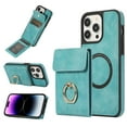 thumbnail image 1 of for iPhone 15 Pro Case Wallet, with PU Leather Detachable Card Holder Compatible with Magsafe, Durable Protection Magnetic Phone Case with Ring Kickstand for iPhone 15 Pro, Green, 1 of 8